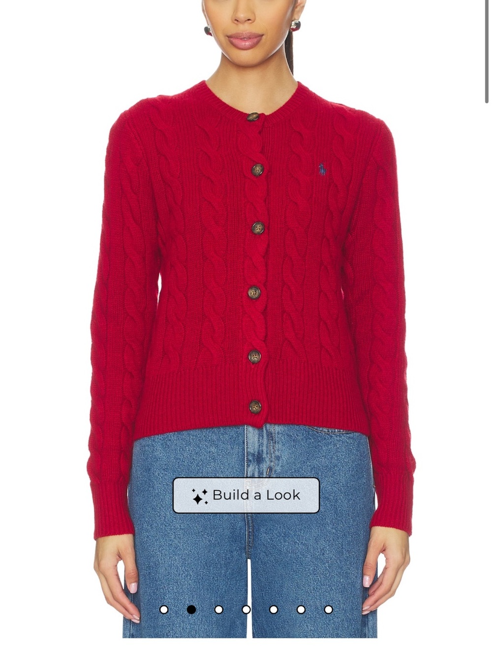 Polo by Ralph Lauren Red Cable-Knit Button Cardigan